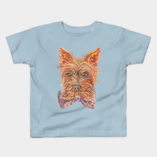 Yorkie With A Bow Tie Kids T-Shirt